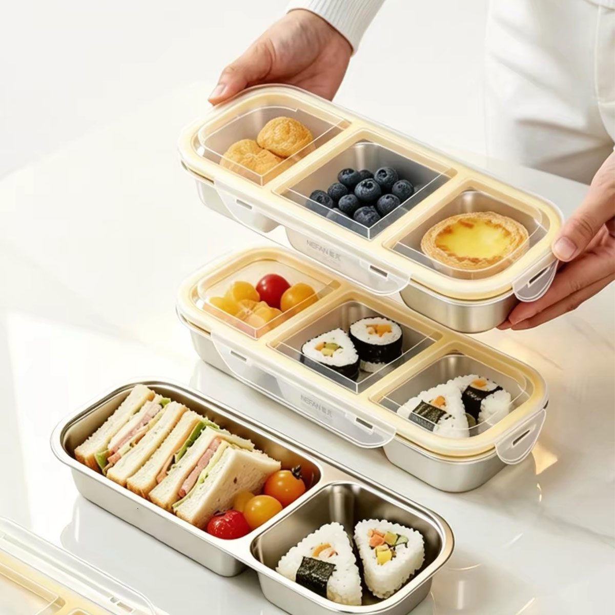 Food Storage With Colander - Stainless Steel Food Storage Box with