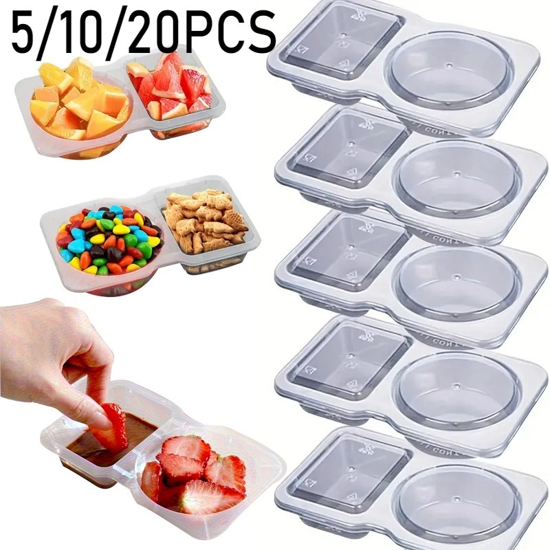 Portion Control Container - 5/10/20PCS Double Compartment Seasoning Container with