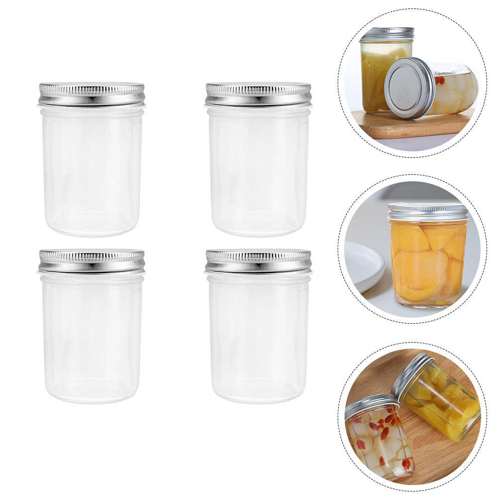 Food Storage Plastic Container - 4Pcs Jam Canning Jars Glass Sealing