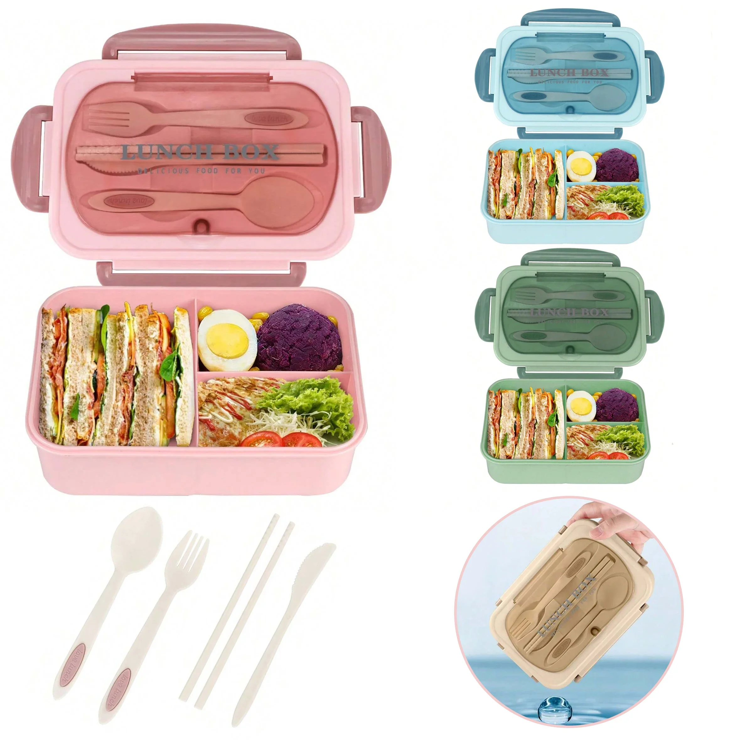 Glass Meal Prep Container - Bento Box Adult Lunch Box, Containers