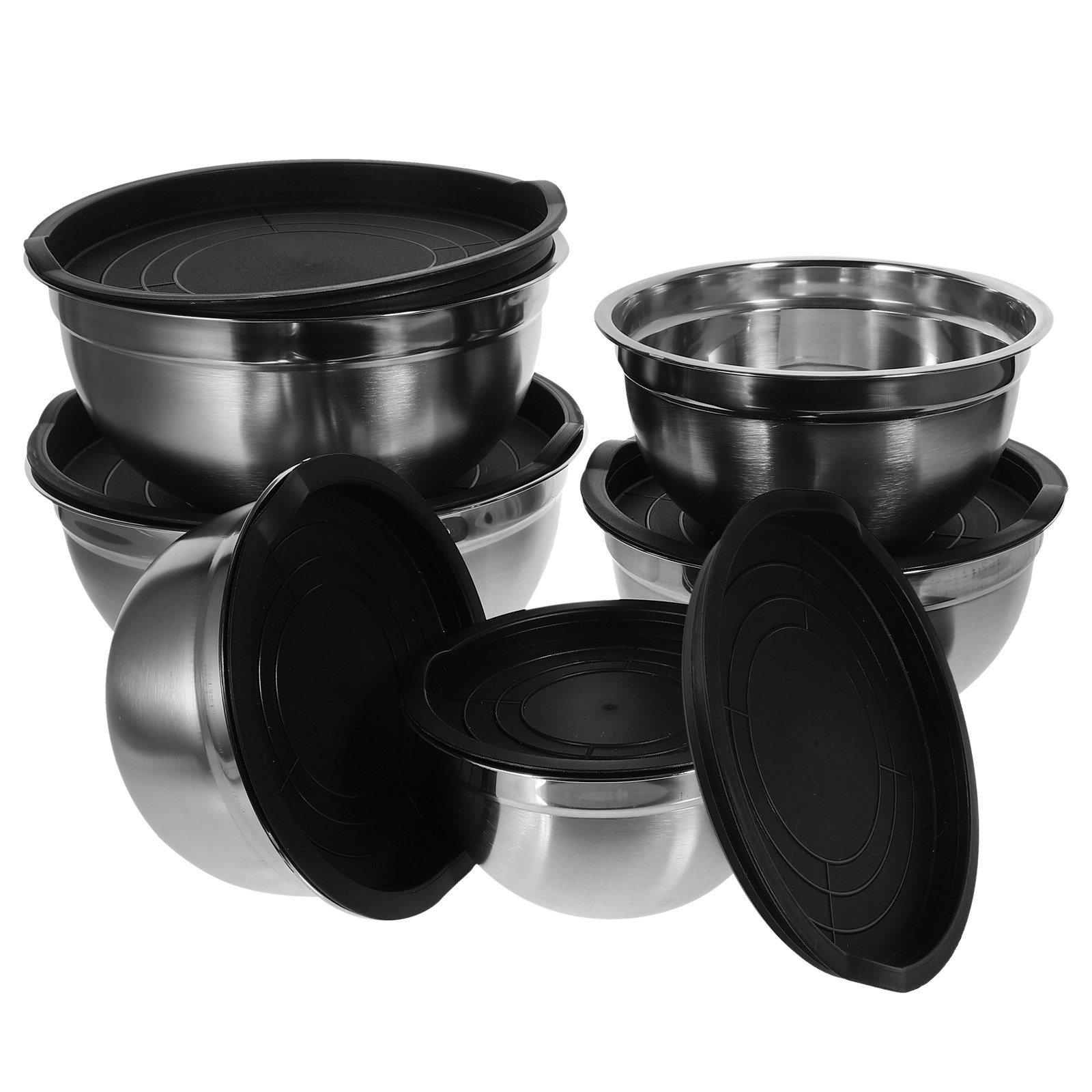 Food Storage Kitchen Container Set - 1Set Stackable Nesting Stainless Steel Food