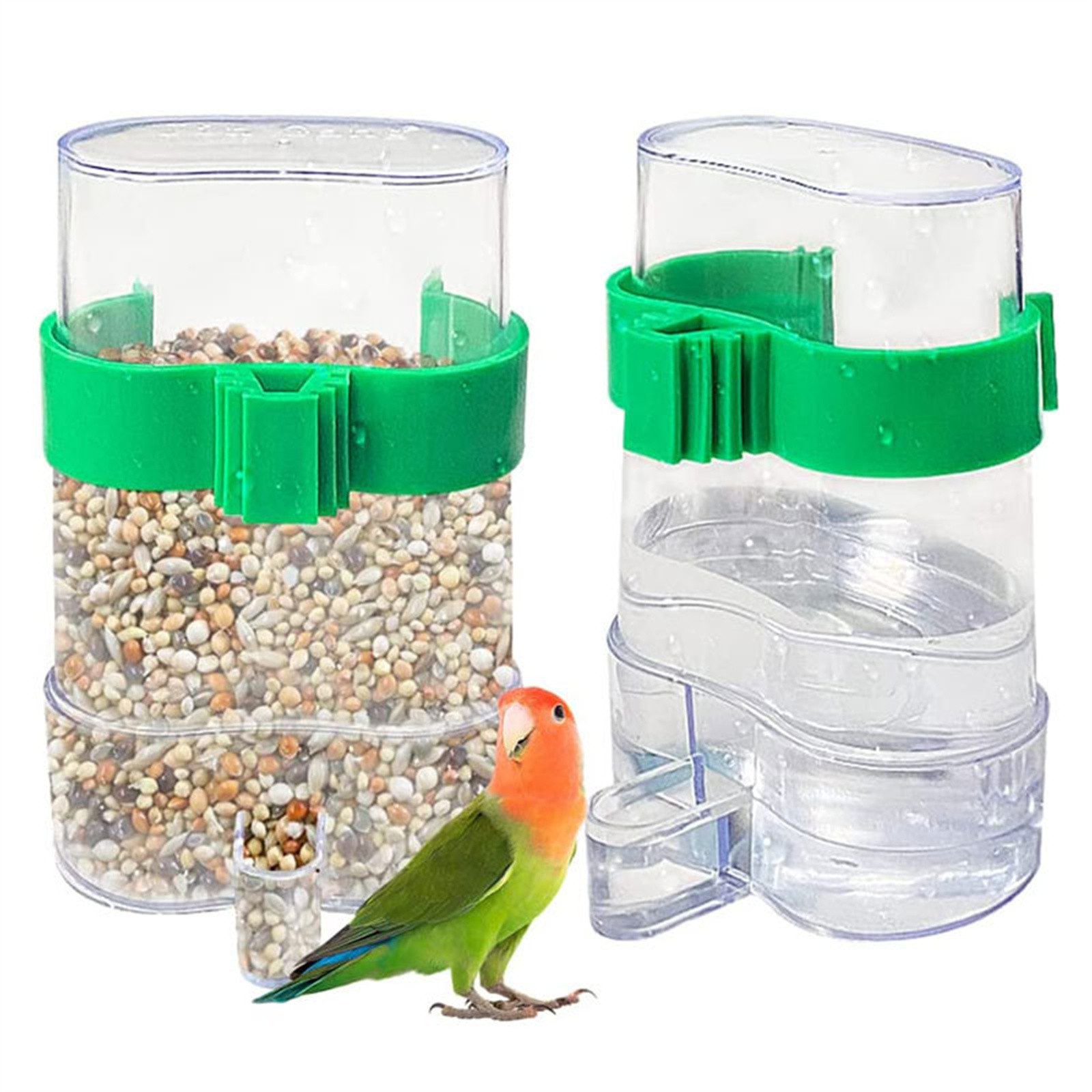 Portion Control Container - Bird Water Drinker Feeder Container Automatic