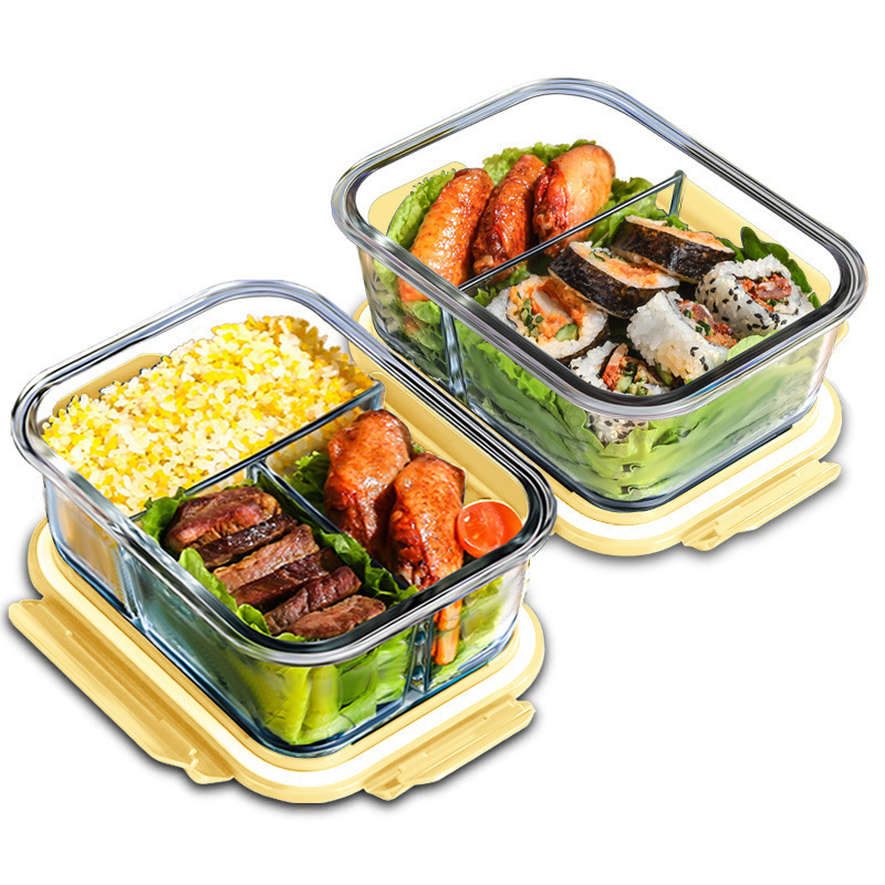 Glass Meal Prep Container - Glass Fresh-Keeping Box High Borosilicate Heat-Resistant