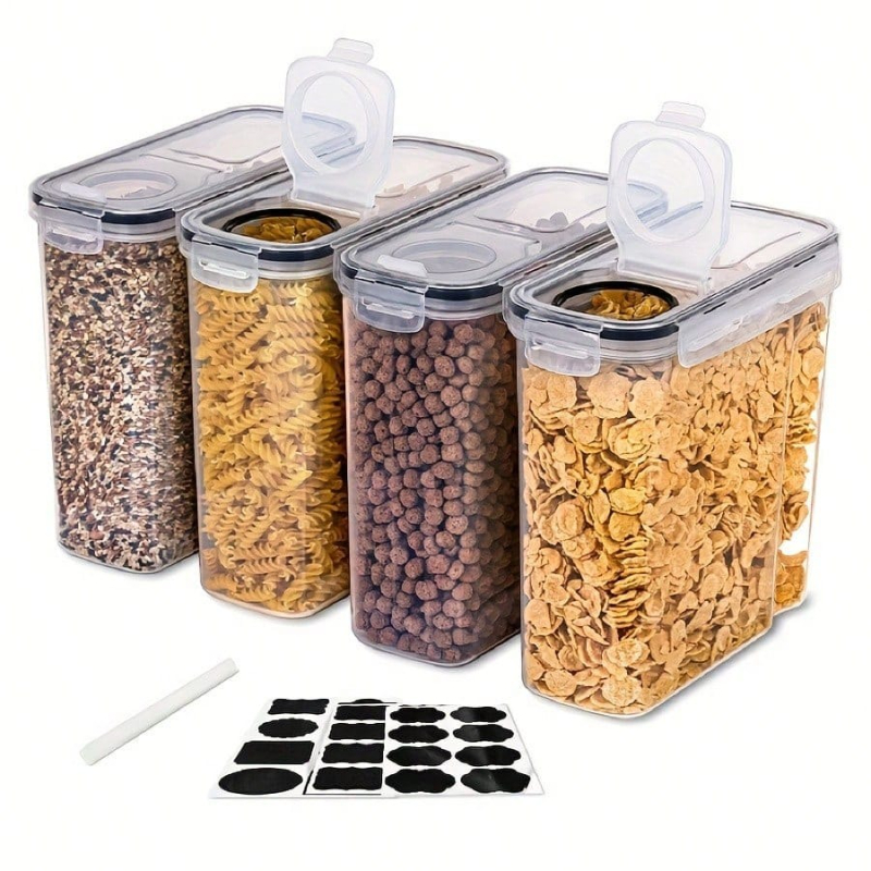 Food Storage Kitchen Container Set - 4 Pack Airtight Cereal Dry Food
