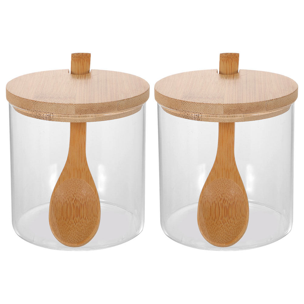 Food Storage Kitchen Container Set - 2Sets Clear Glass Seasoning Containers with