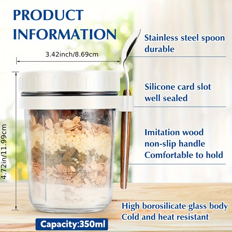 1pc/2pcs Glass Oatmeal Cup, Ov - Food Storage Glass Set review and price