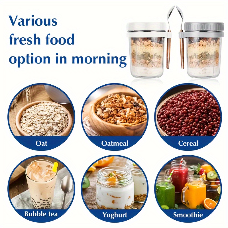 1pc/2pcs Glass Oatmeal Cup, Ov - Food Storage Glass Set review and price