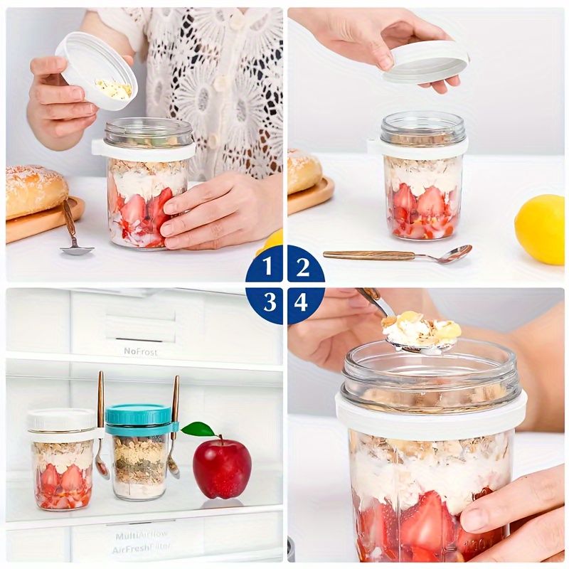 1pc/2pcs Glass Oatmeal Cup, Ov - Food Storage Glass Set review and price
