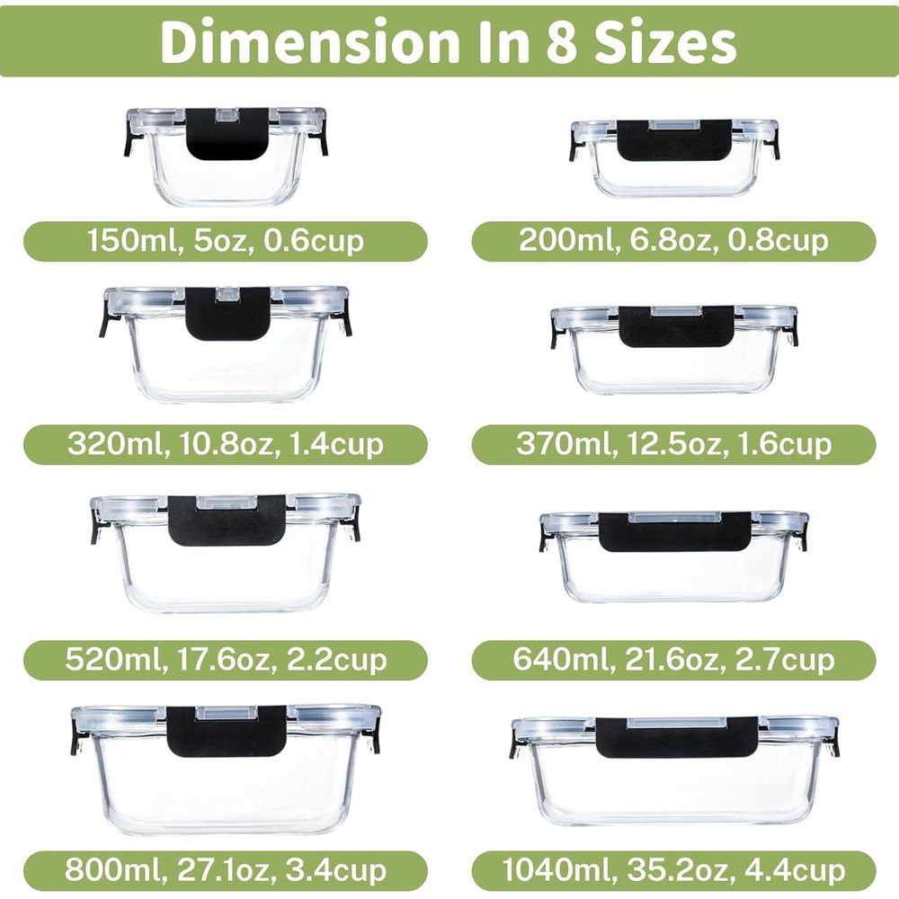 8-Piece Borosilicate Glass Foo - Food Storage Glass Set review and price