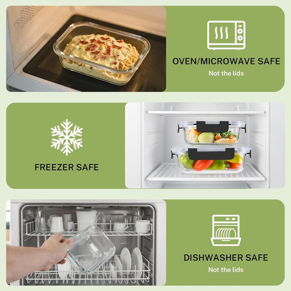 8-Piece Borosilicate Glass Foo - Food Storage Glass Set review and price