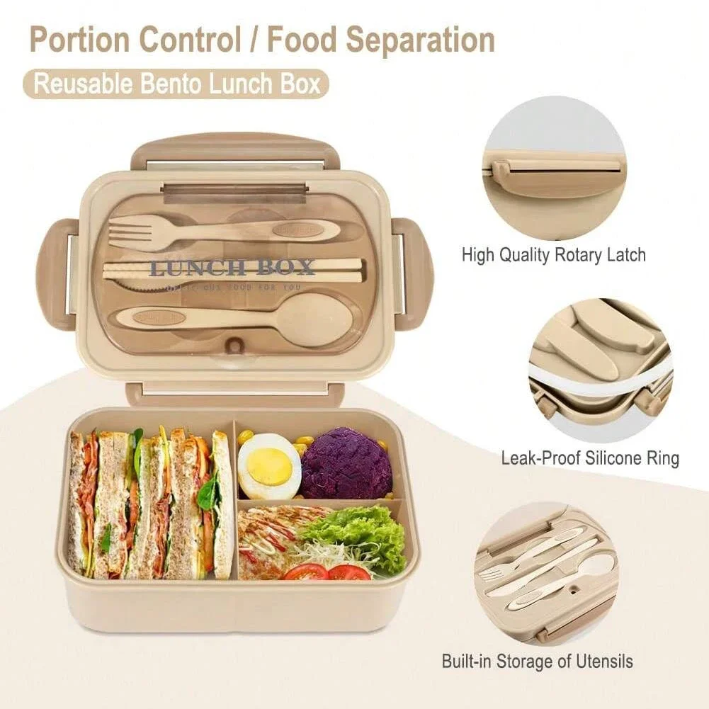 Adult Bento Box with 3 Compart - Glass Meal Prep Container review and price
