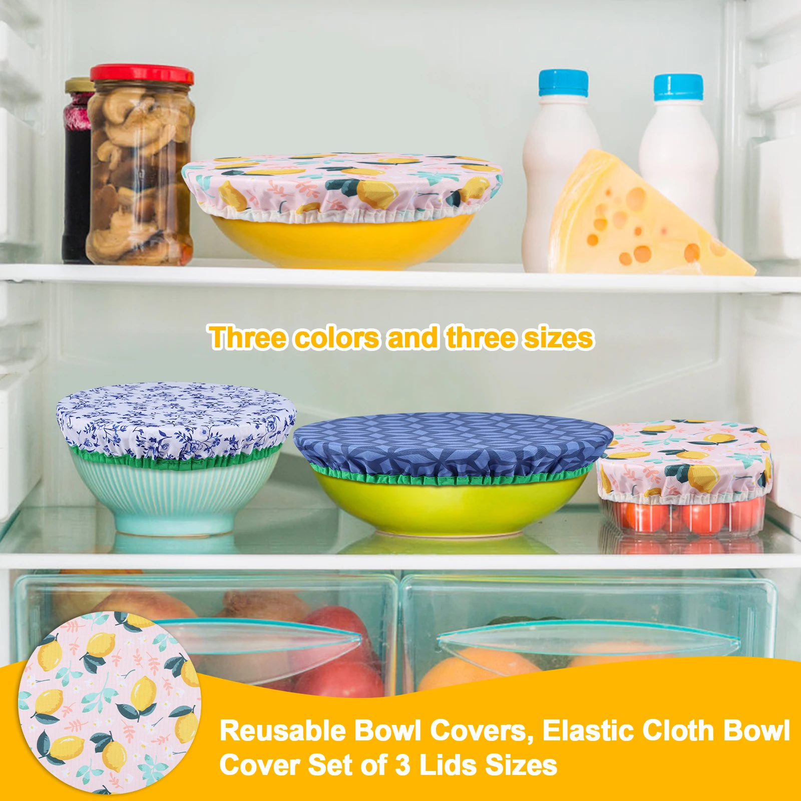 3Pcs Bowl Covers Set Elastic R - Food Storage Kitchen Container Set review and price