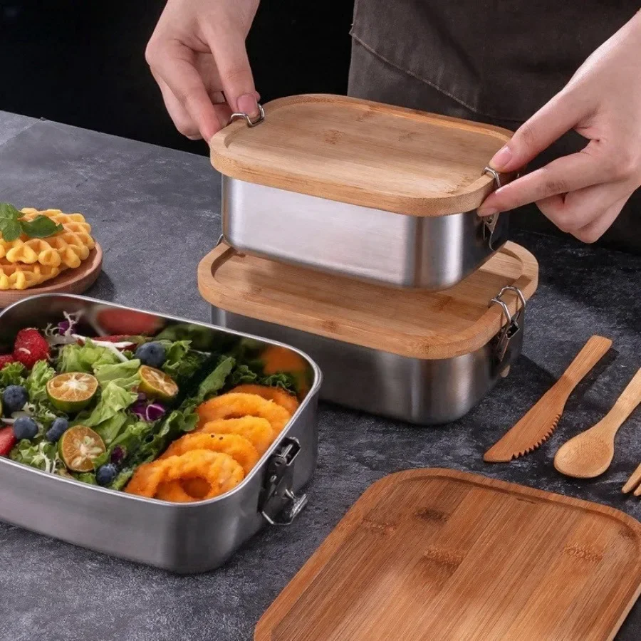 New 304 Stainless Steel Bamboo - Food Storage With Colander review and price