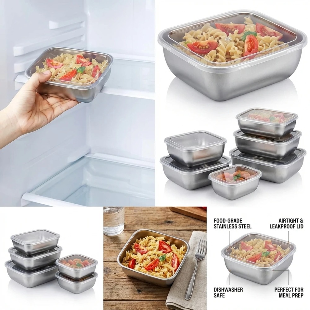 6PCS Stainless Steel Food Stor - Food Storage Kitchen Container Set review and price