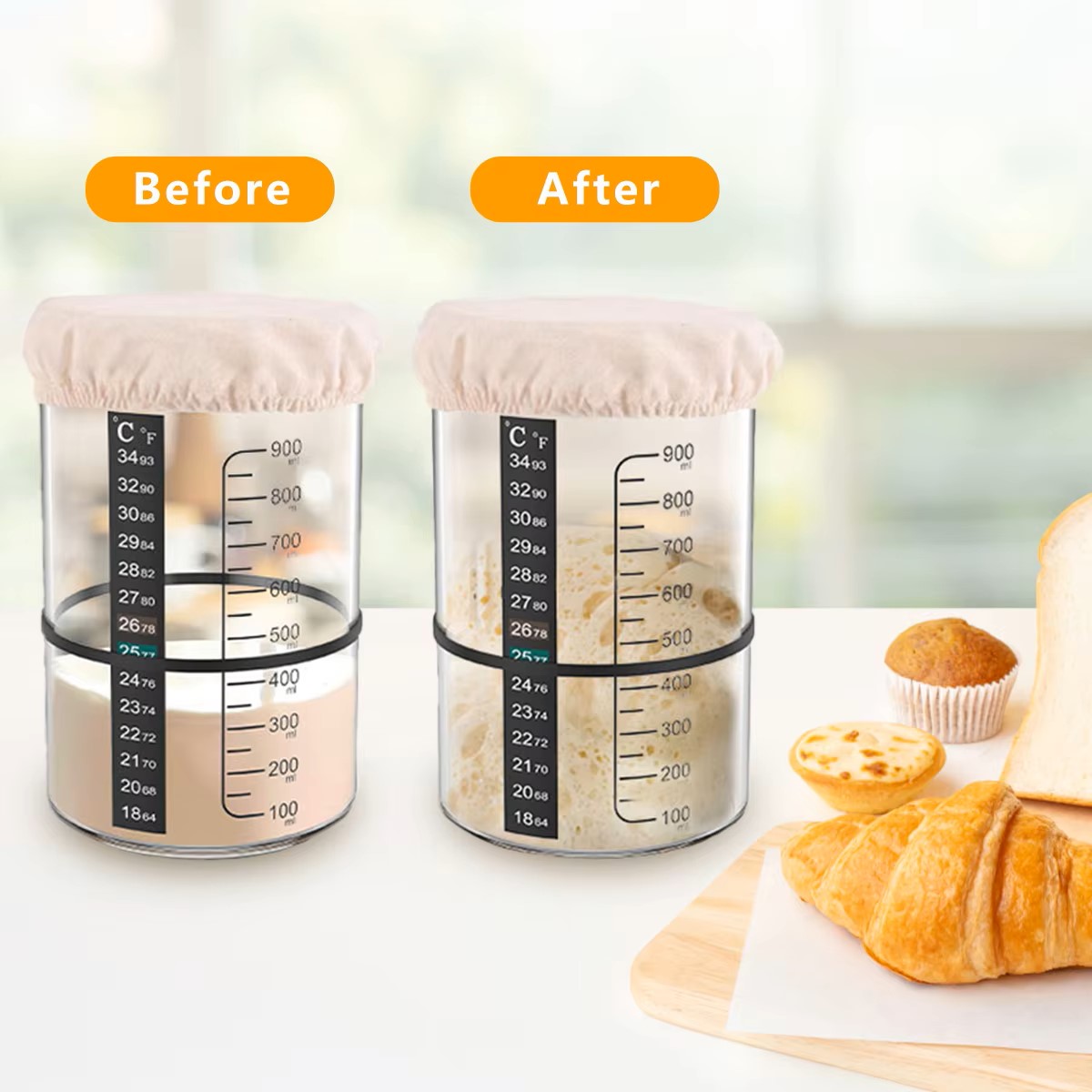 1500/900ml Sourdough Starter J - Food Storage Glass Set review and price