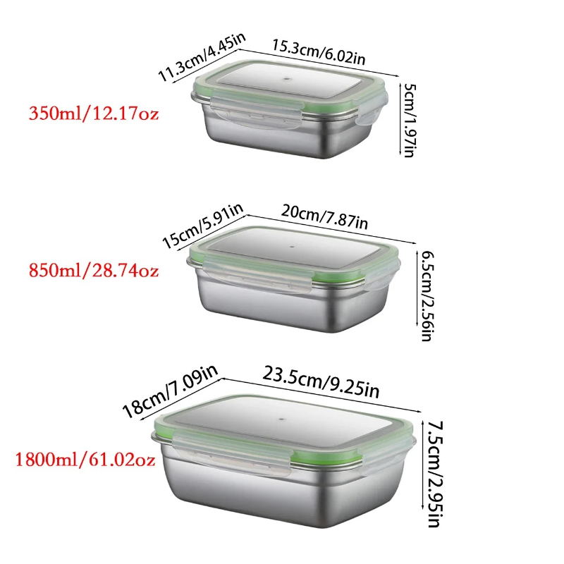 304 Stainless Steel Lunch Box  - Food Storage Kitchen Container Set review and price