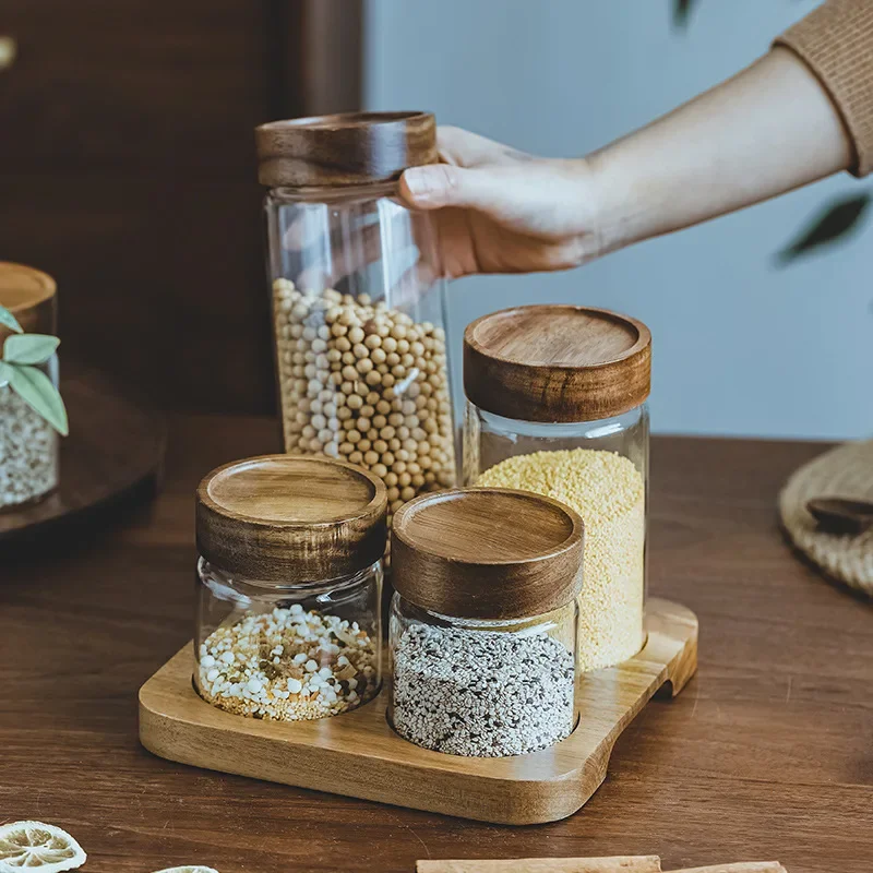 Wood Lid Orgnizer Glass Airtig - Food Storage Glass Set review and price
