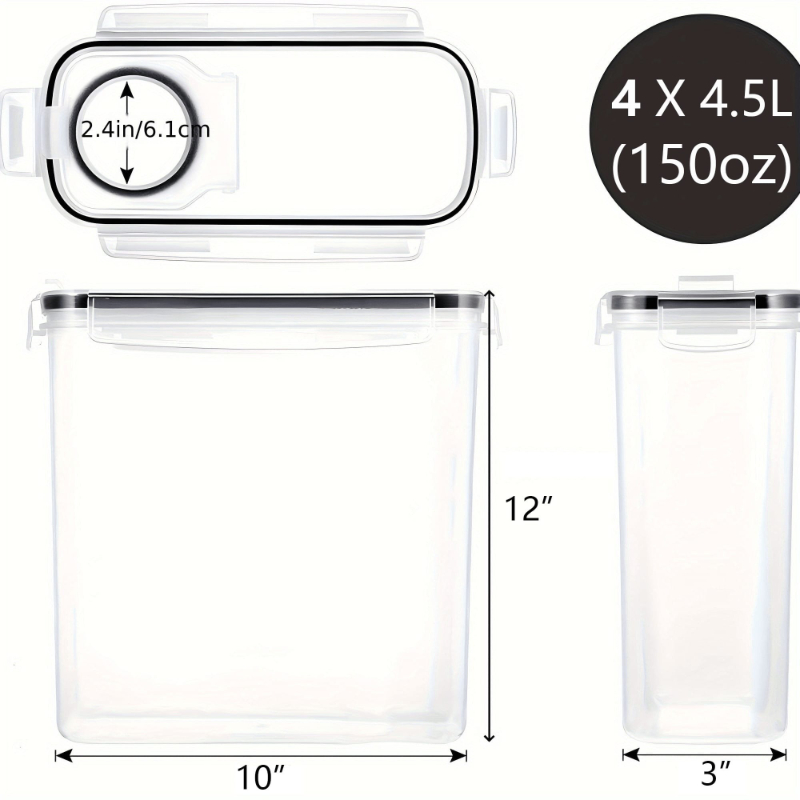 4 Pack Airtight Cereal Dry Foo - Food Storage Kitchen Container Set review and price
