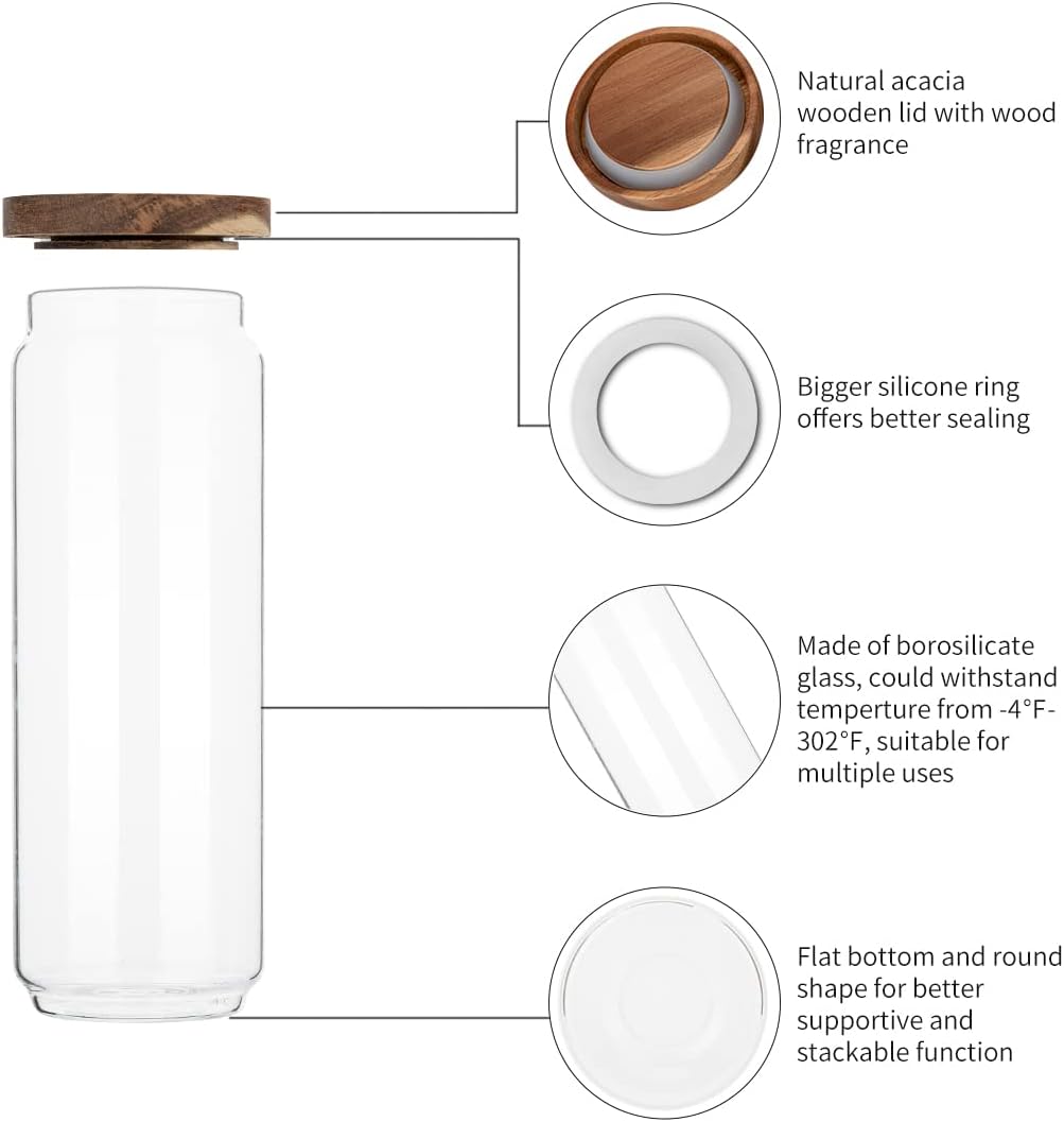 4 Pack 34 OZ Glass Jars with W - Food Storage Glass Set review and price
