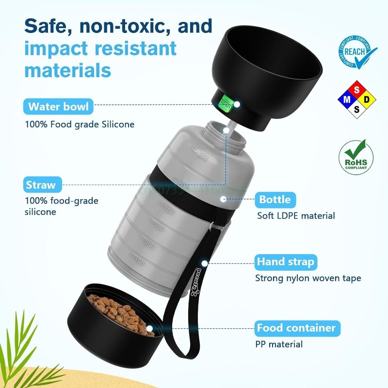 650ML Dog Water Bottle with 15 - Portion Control Container review and price